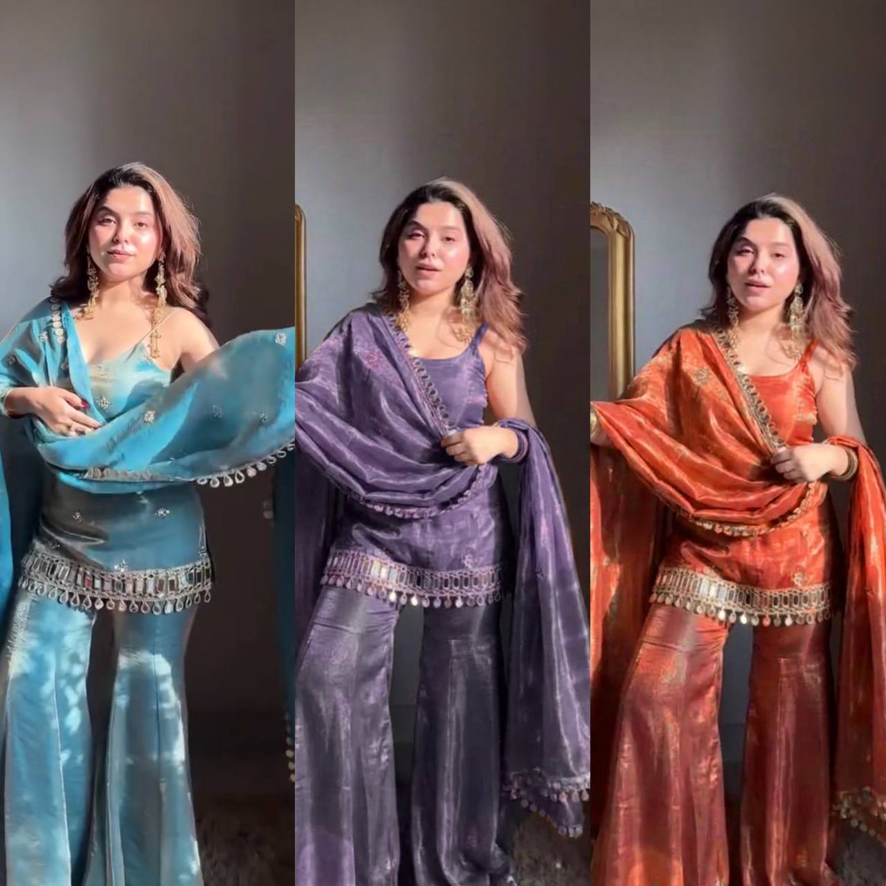 Designer Mirror Work Kurta Palazzo Set for Women