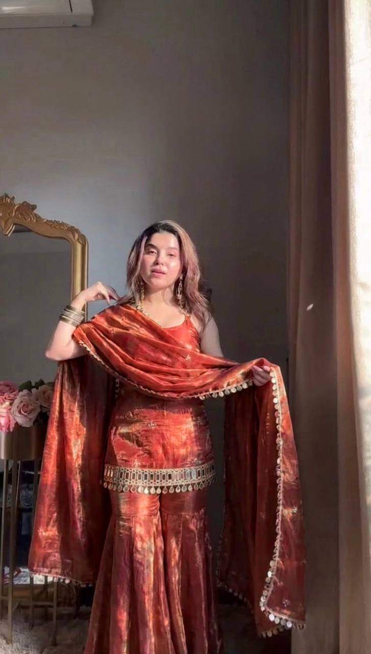 Designer Mirror Work Kurta Palazzo Set for Women