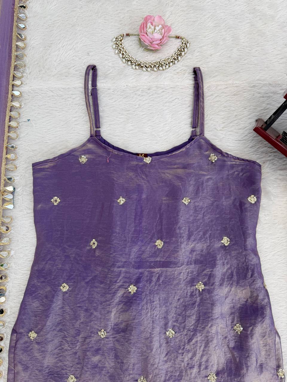 Designer Mirror Work Kurta Palazzo Set for Women